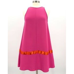LEYDEN Pink Sleeveless Crepe Swing Mini Dress